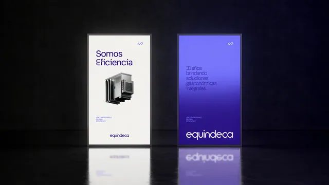 Piezas de campaña de Equindeca bajo el mensaje Somos Eficiencia